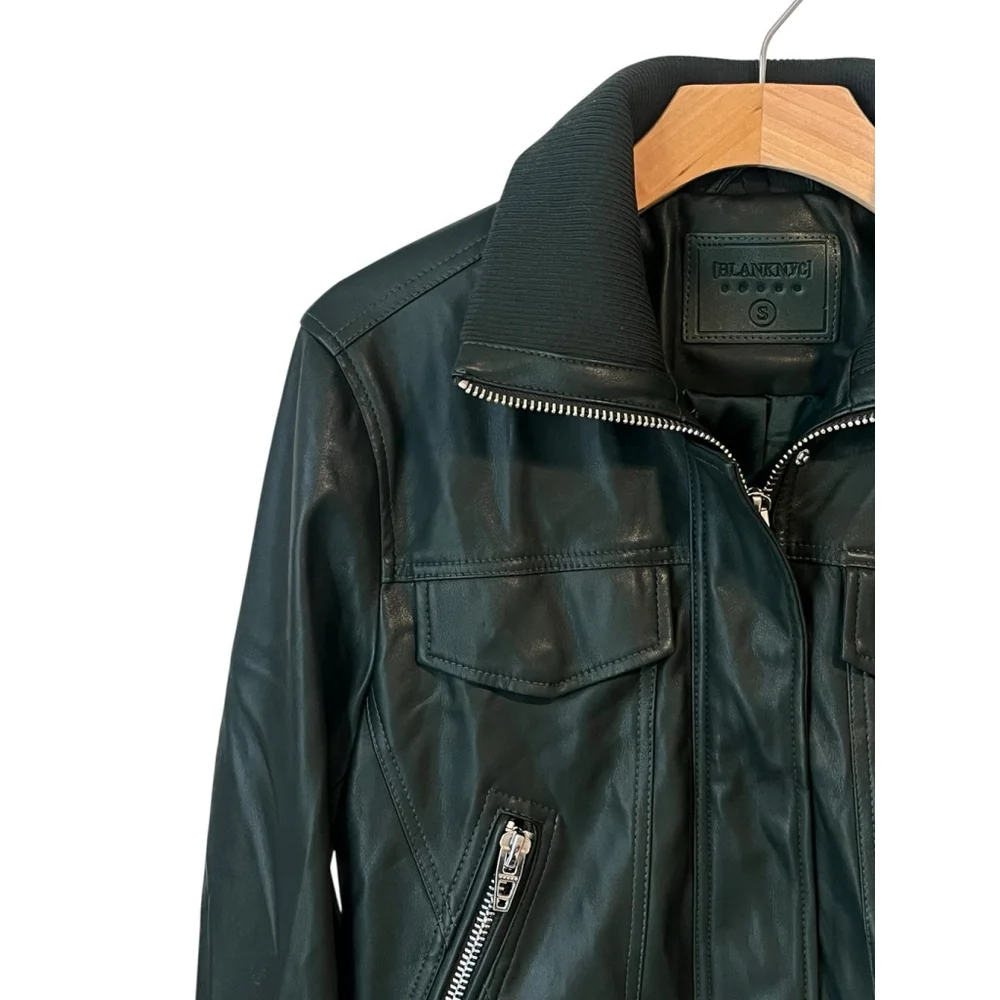 Blank NYC Faux Leather Jacket Green Small - Picture 2 of 11